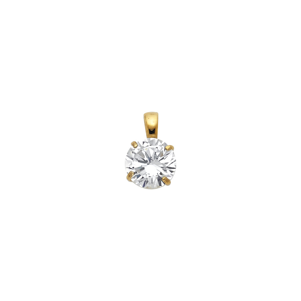 14K Yellow Gold Stud Earring & Solitaire Jewelry 6mm - PT698