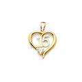 14K Yellow Gold Flower & 15 Años Pendant - PT719