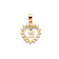 14K Yellow Gold Flower & 15 Años Pendant - PT720