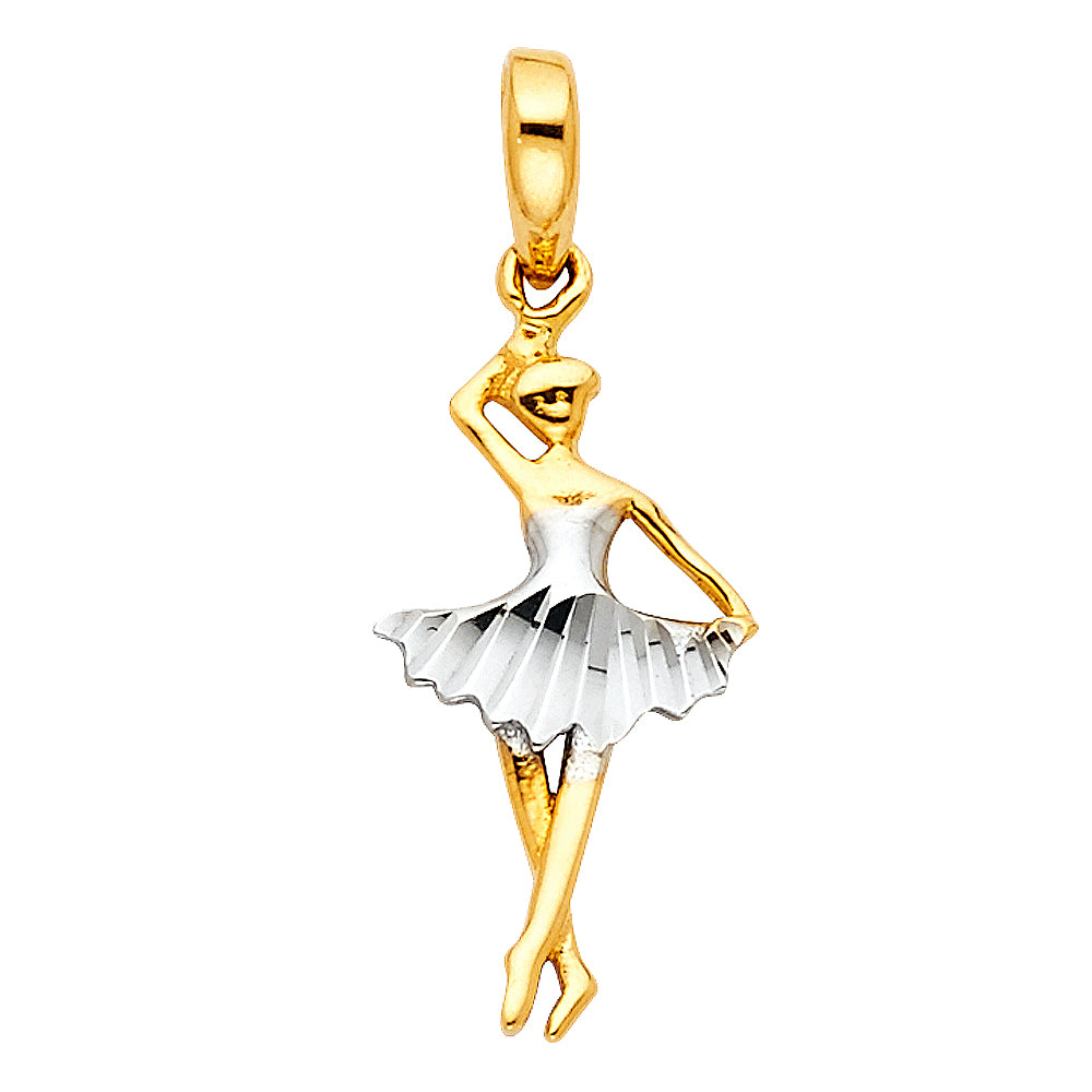 14K Yellow Gold Flower & 15 Años Pendant - PT772