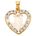 14K Yellow Gold Flower & 15 Años Pendant - PT813