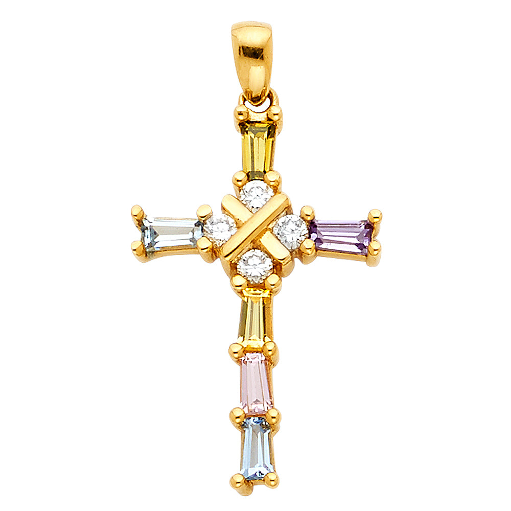 14K Yellow Gold Cross Pendant - PT818