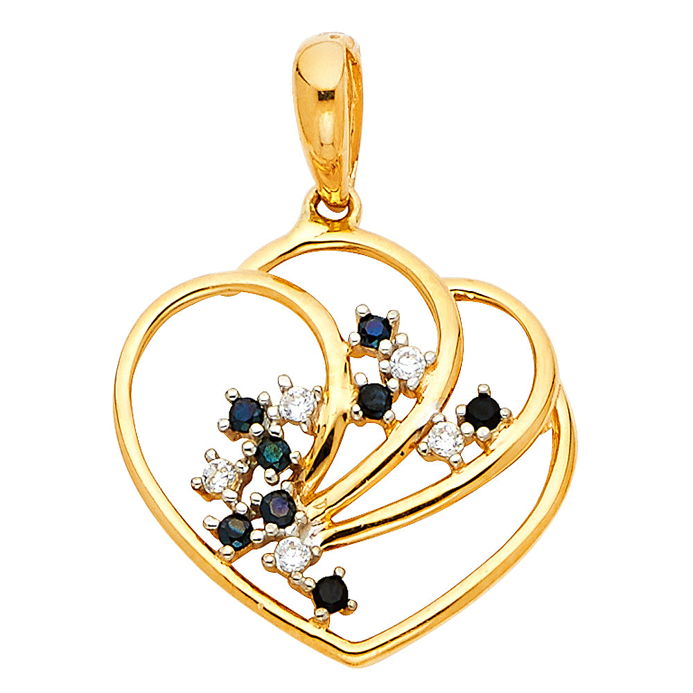 14K Yellow Gold Mom, Family, Baby & Heart Pendant - PT830