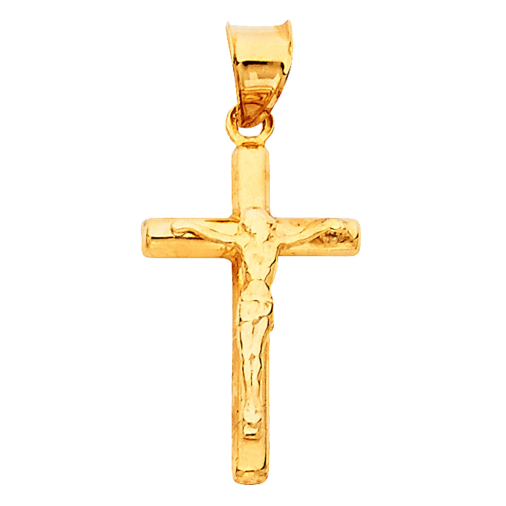 14K Yellow Gold Crucifix Cross Pendant - PT841