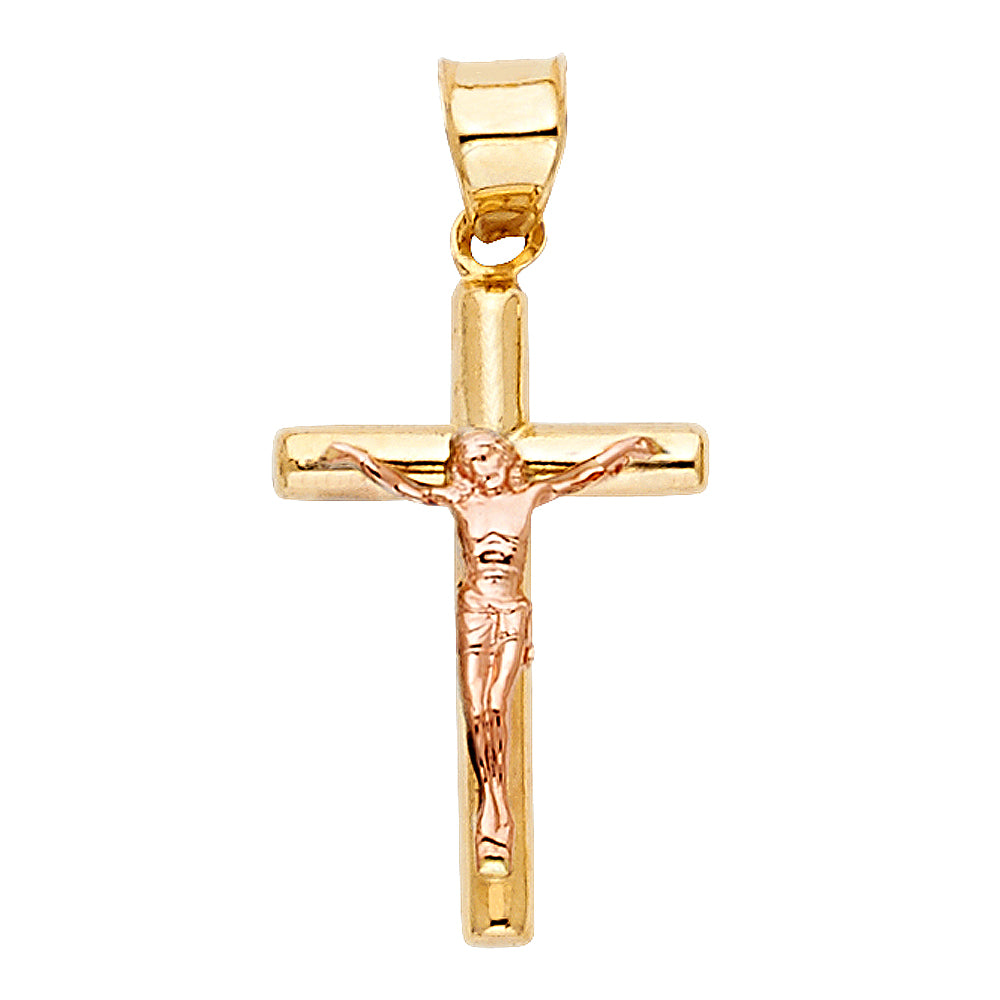 14K Yellow Gold Crucifix Cross Pendant - PT848