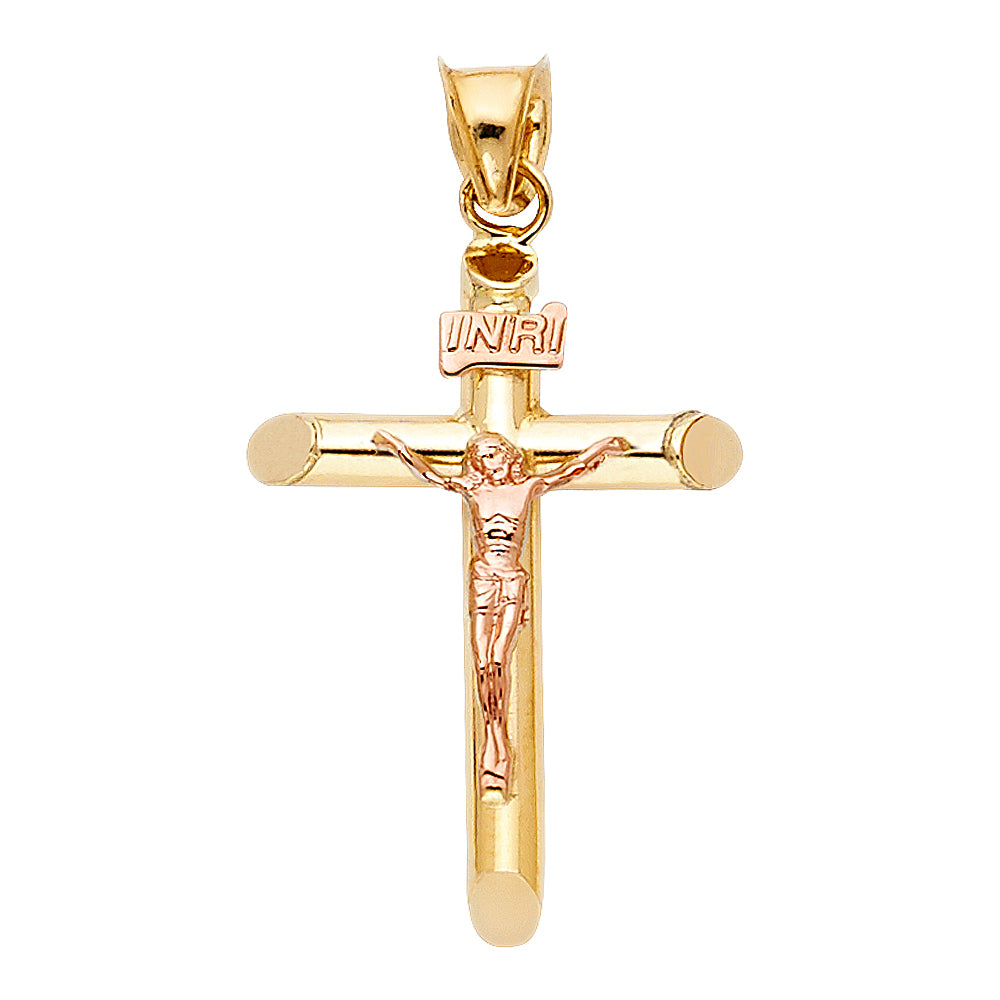 14K Yellow Gold Crucifix Cross Pendant - PT849
