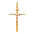 14K Yellow Gold Crucifix Cross Pendant - PT850