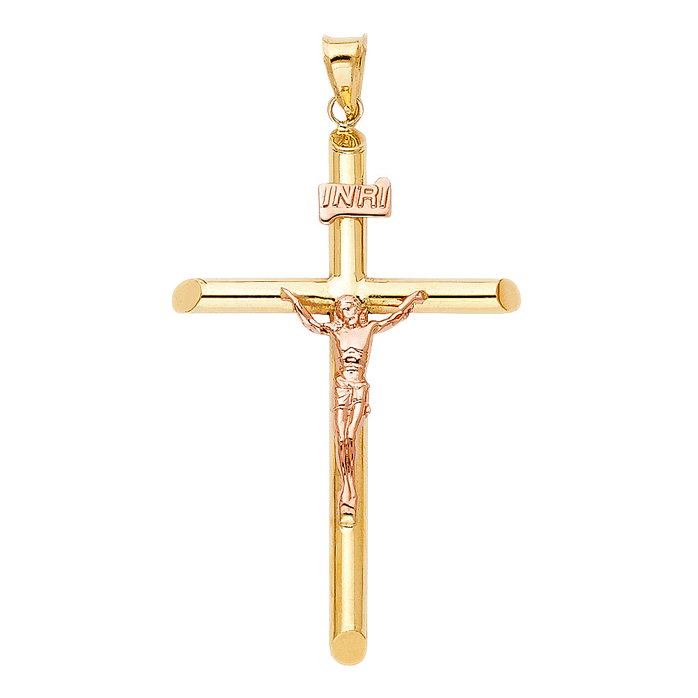 14K Yellow Gold Crucifix Cross Pendant - PT850