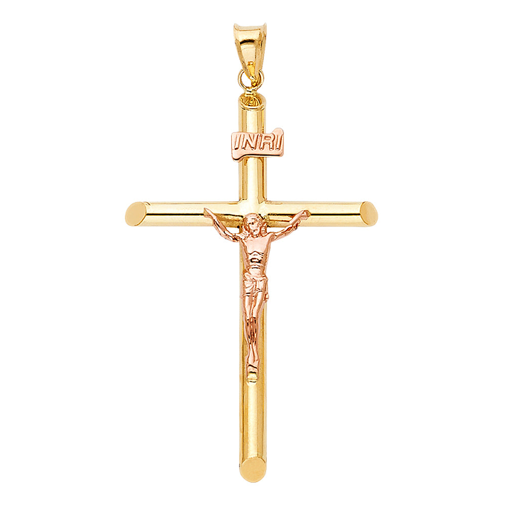 14K Yellow Gold Crucifix Cross Pendant - PT851