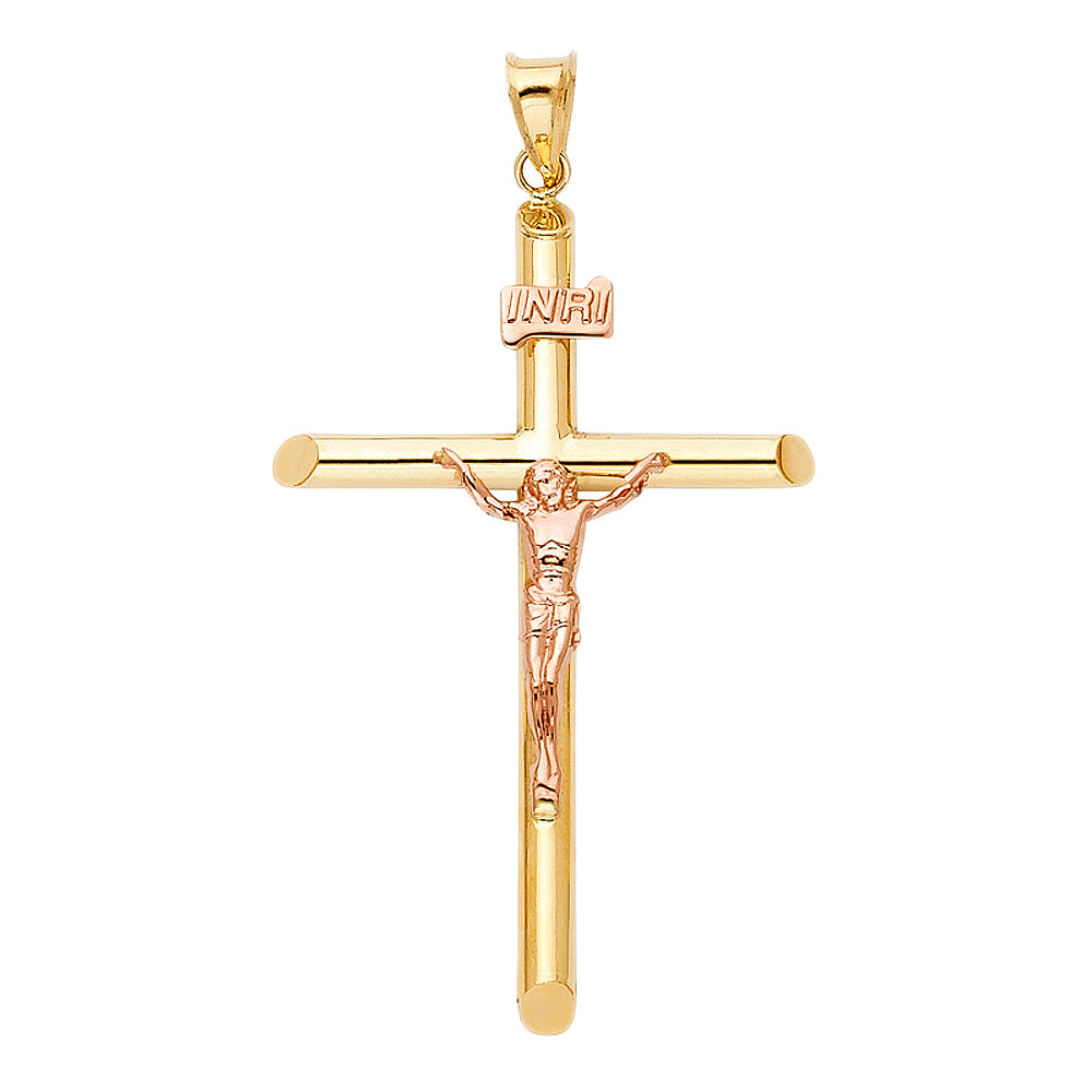 14K Yellow Gold Crucifix Cross Pendant - PT852