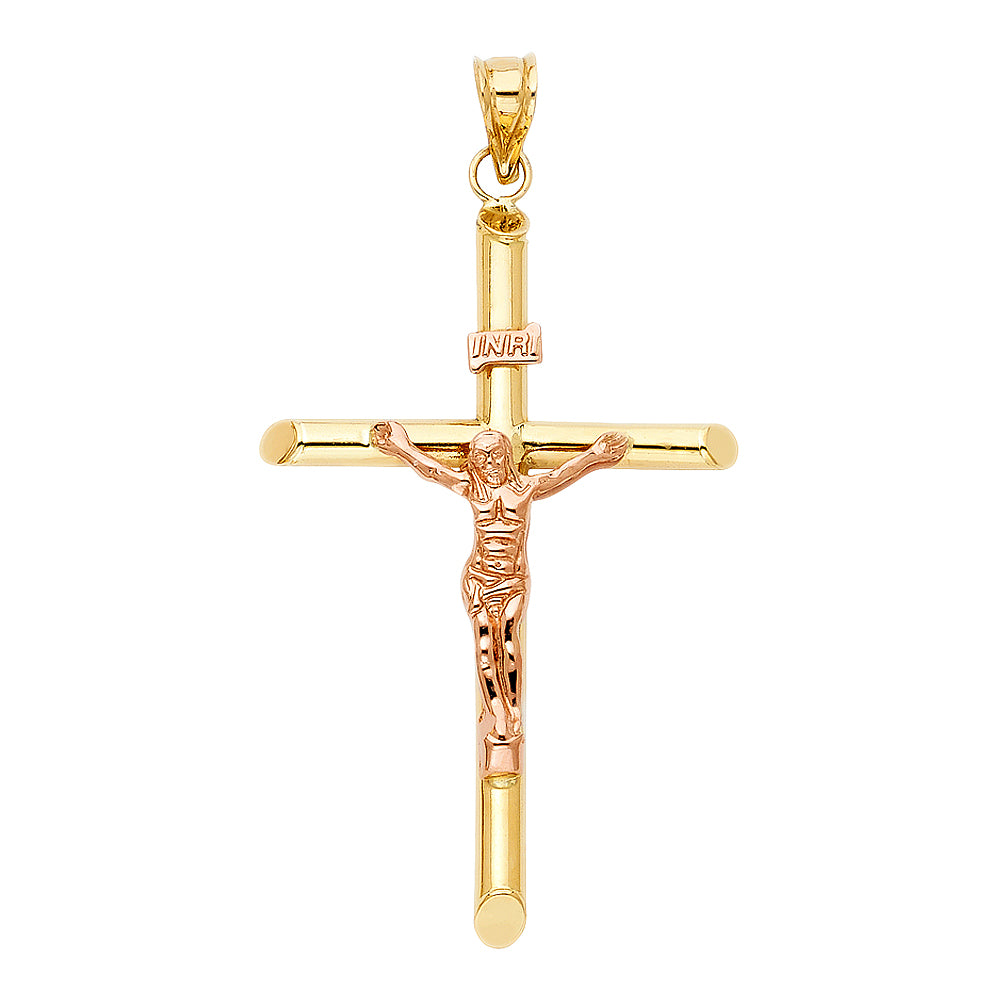 14K Yellow Gold Crucifix Cross Pendant - PT853