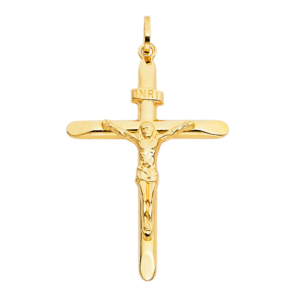 14K Yellow Gold Crucifix Cross Pendant - PT854