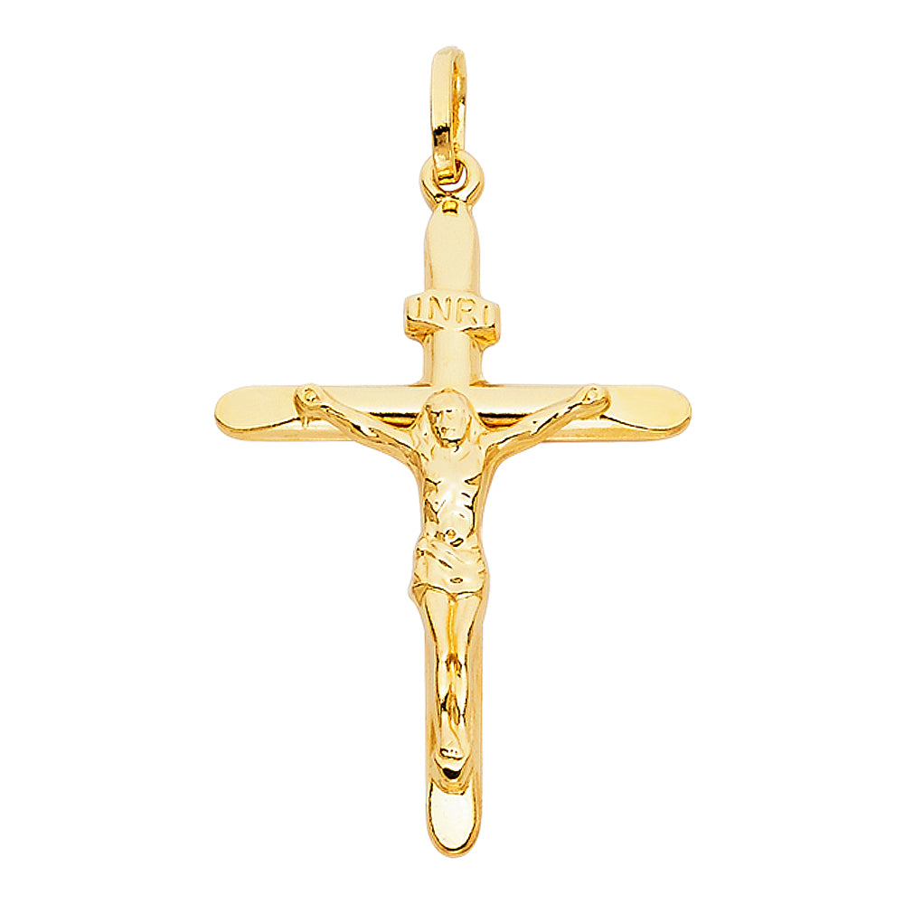 14K Yellow Gold Crucifix Cross Pendant - PT855
