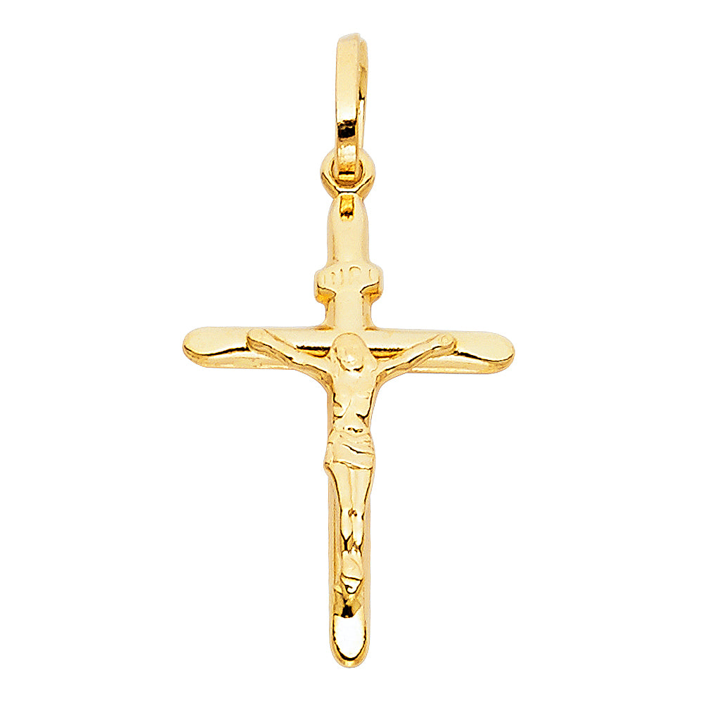 14K Yellow Gold Crucifix Cross Pendant - PT856
