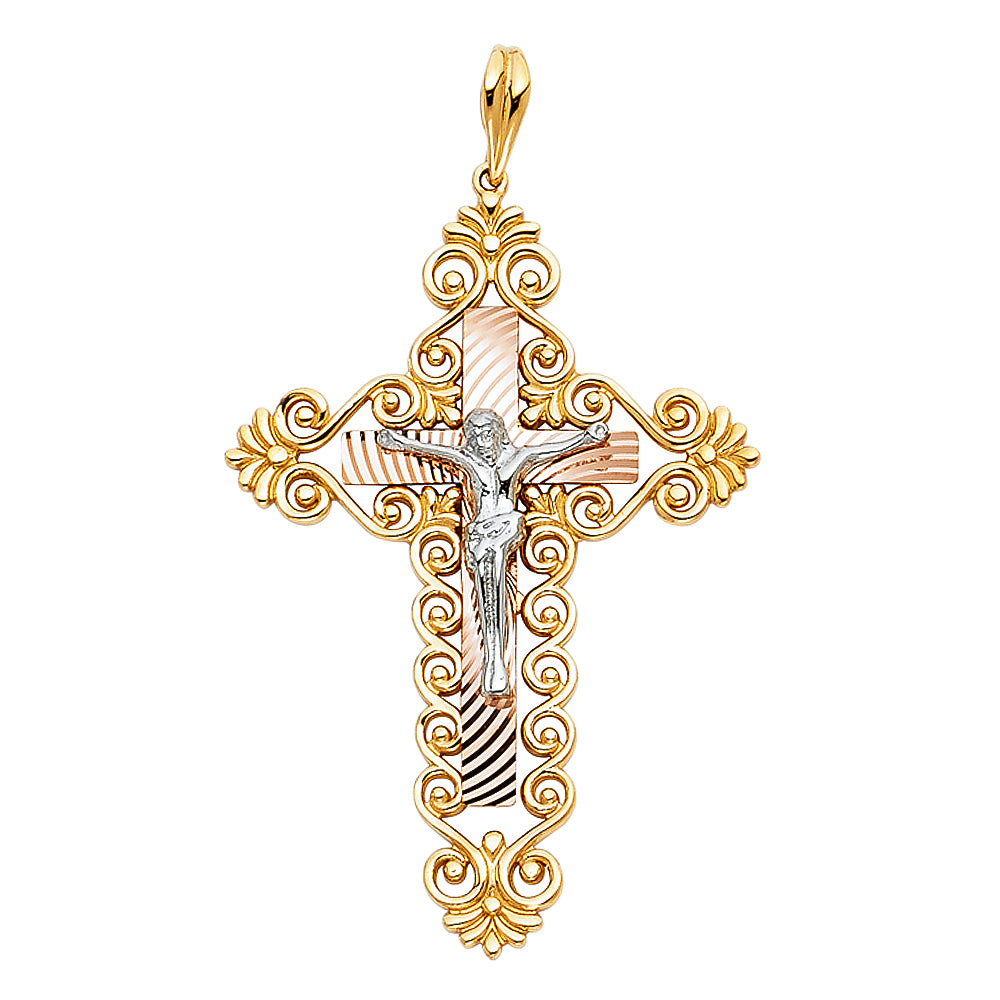 14K Yellow Gold Crucifix Cross Pendant - PT859