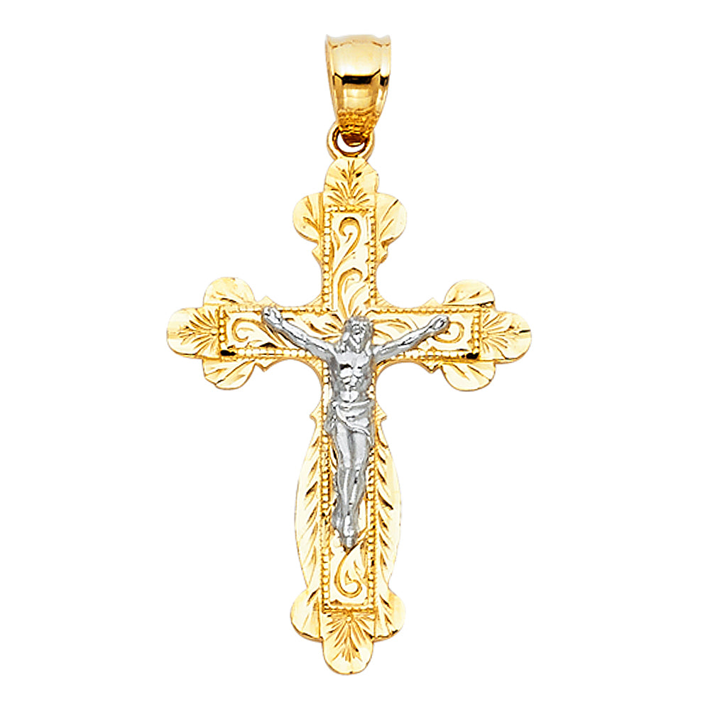 14K Yellow Gold Crucifix Cross Pendant - PT862