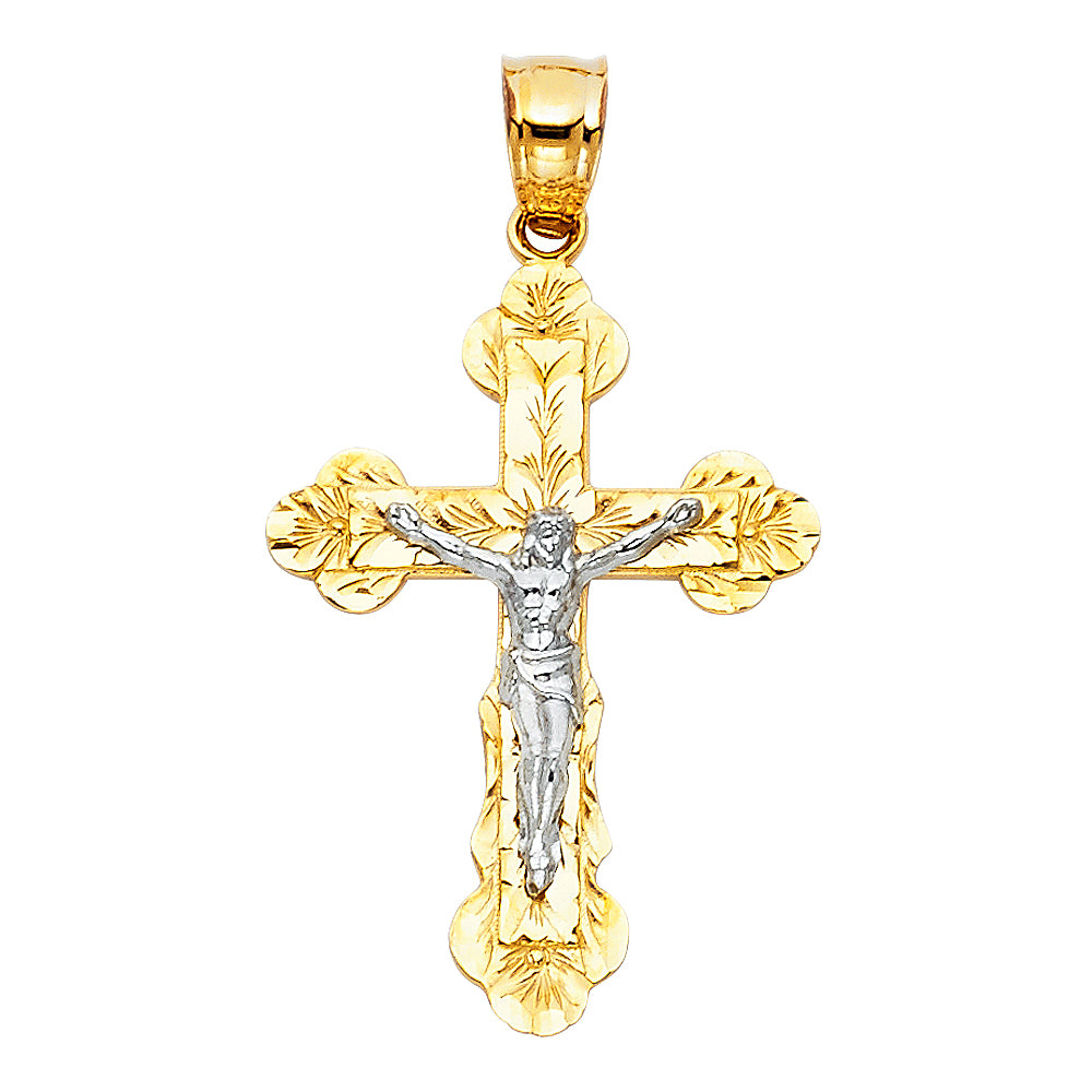 14K Yellow Gold Crucifix Cross Pendant - PT863