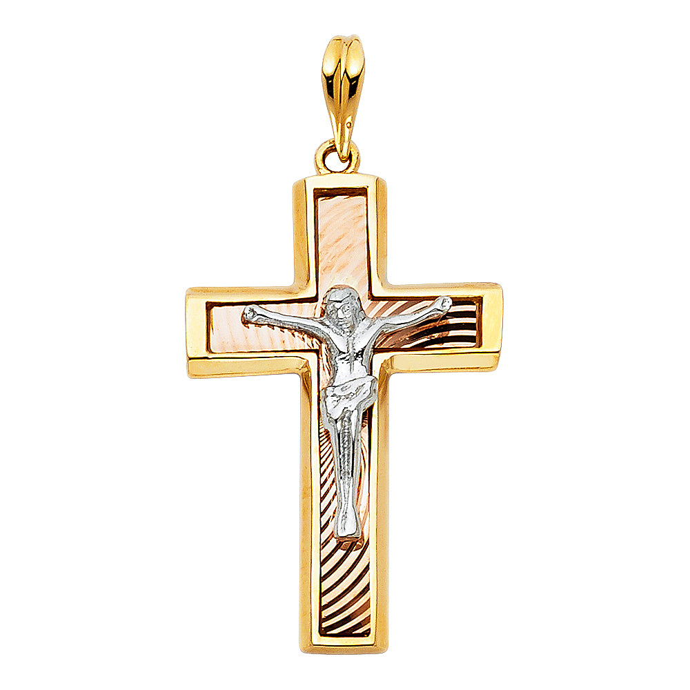 14K Yellow Gold Crucifix Cross Pendant - PT864