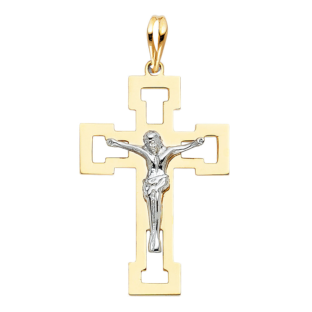 14K Yellow Gold Crucifix Cross Pendant - PT865