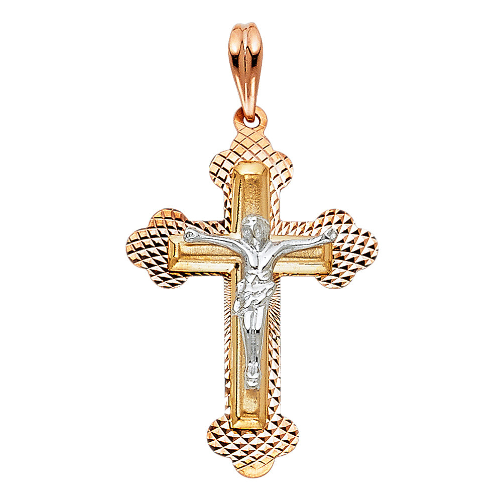 14K Yellow Gold Crucifix Cross Pendant - PT868