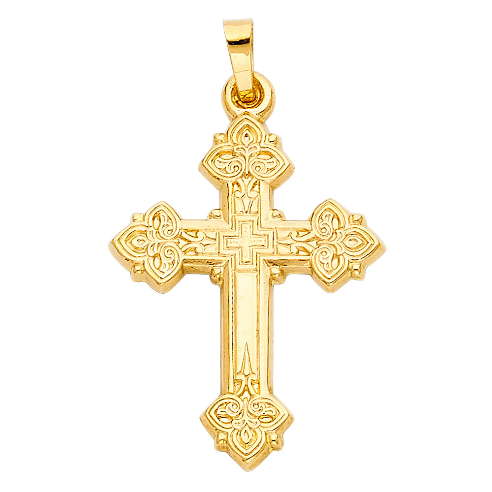14K Yellow Gold Cross Pendant - PT883