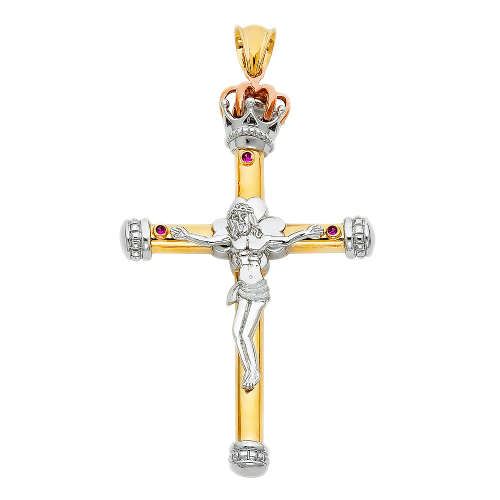 14K Yellow Gold Crucifix Cross Pendant - PT924