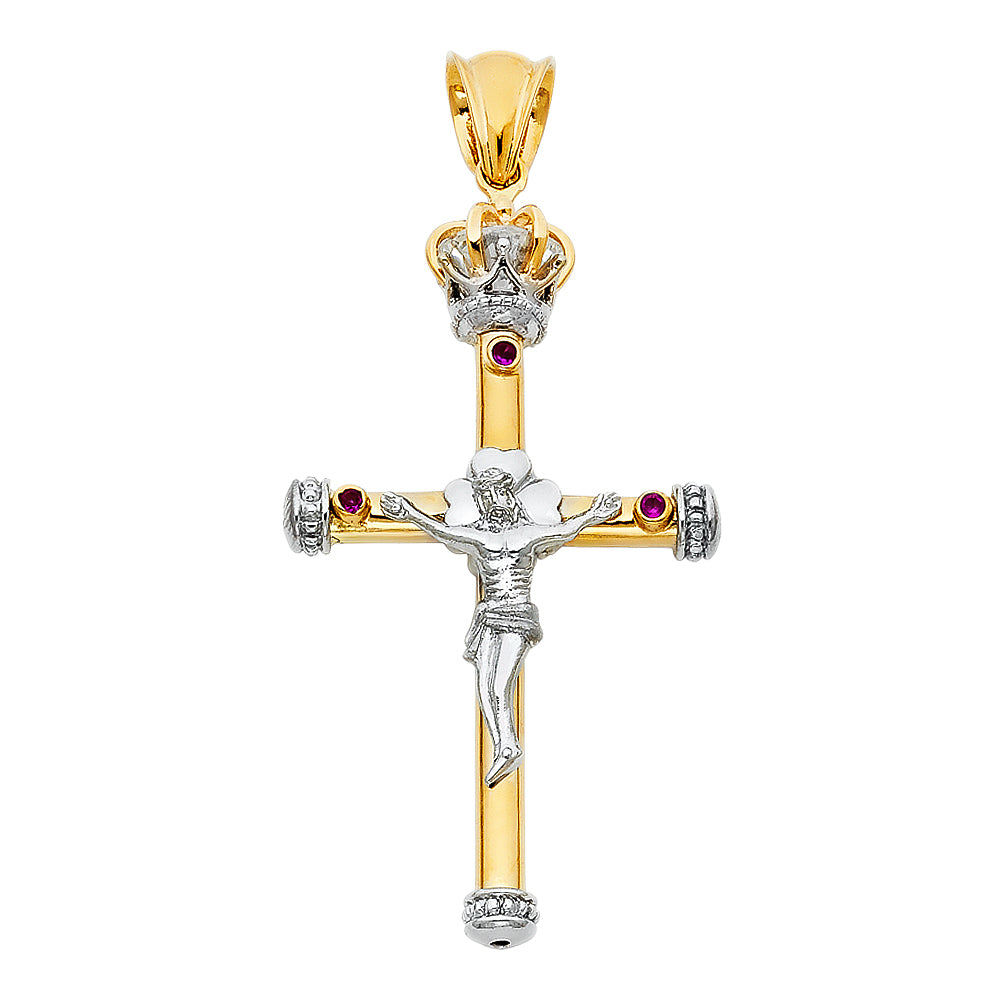 14K Yellow Gold Crucifix Cross Pendant - PT925