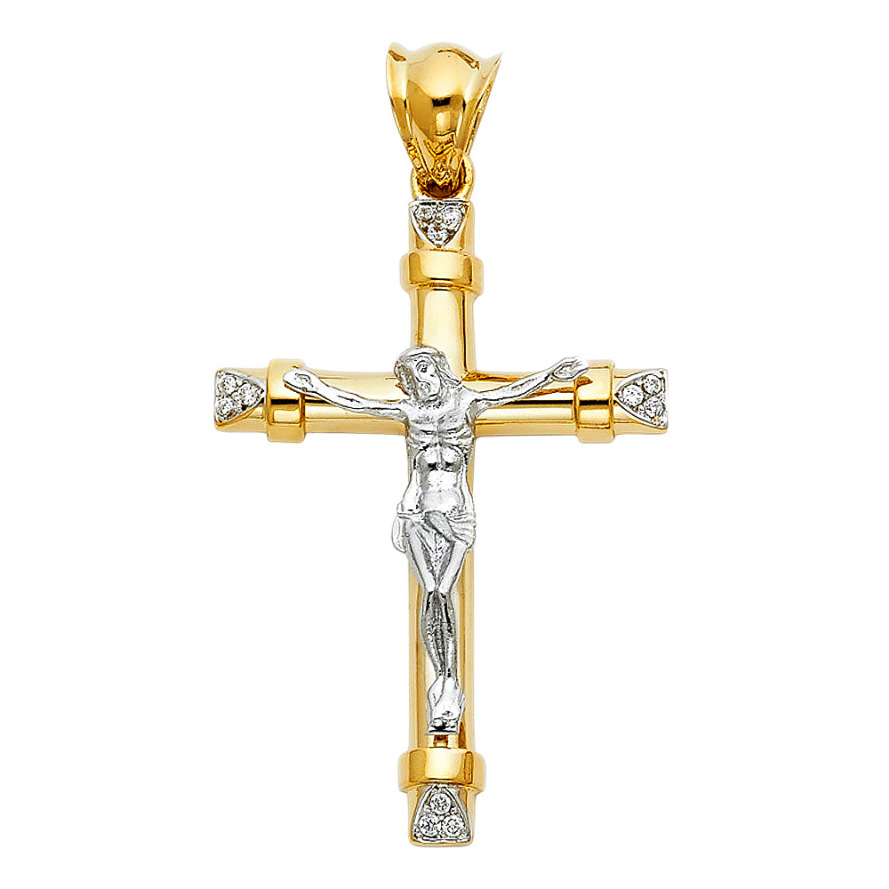 14K Yellow Gold Crucifix Cross Pendant - PT928