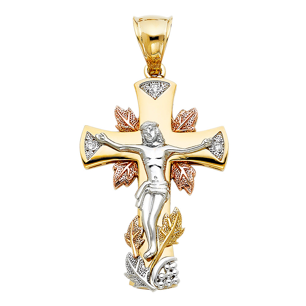 14K Yellow Gold Crucifix Cross Pendant - PT932