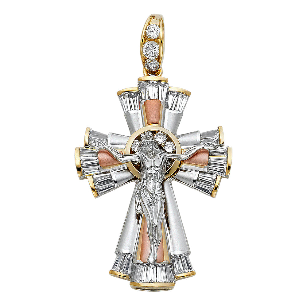 14K Yellow Gold Crucifix Cross Pendant - PT933