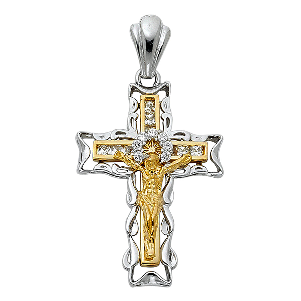 14K Yellow Gold Crucifix Cross Pendant - PT935