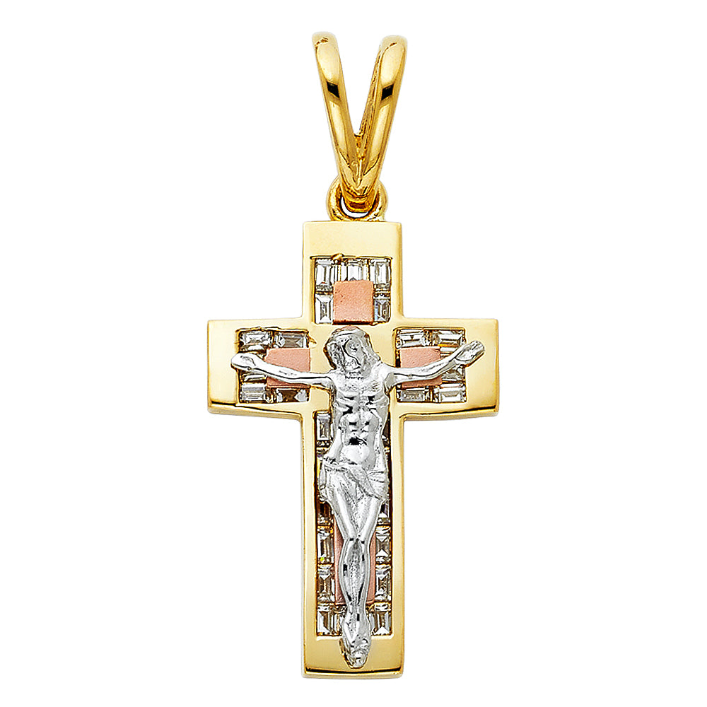 14K Yellow Gold Crucifix Cross Pendant - PT940