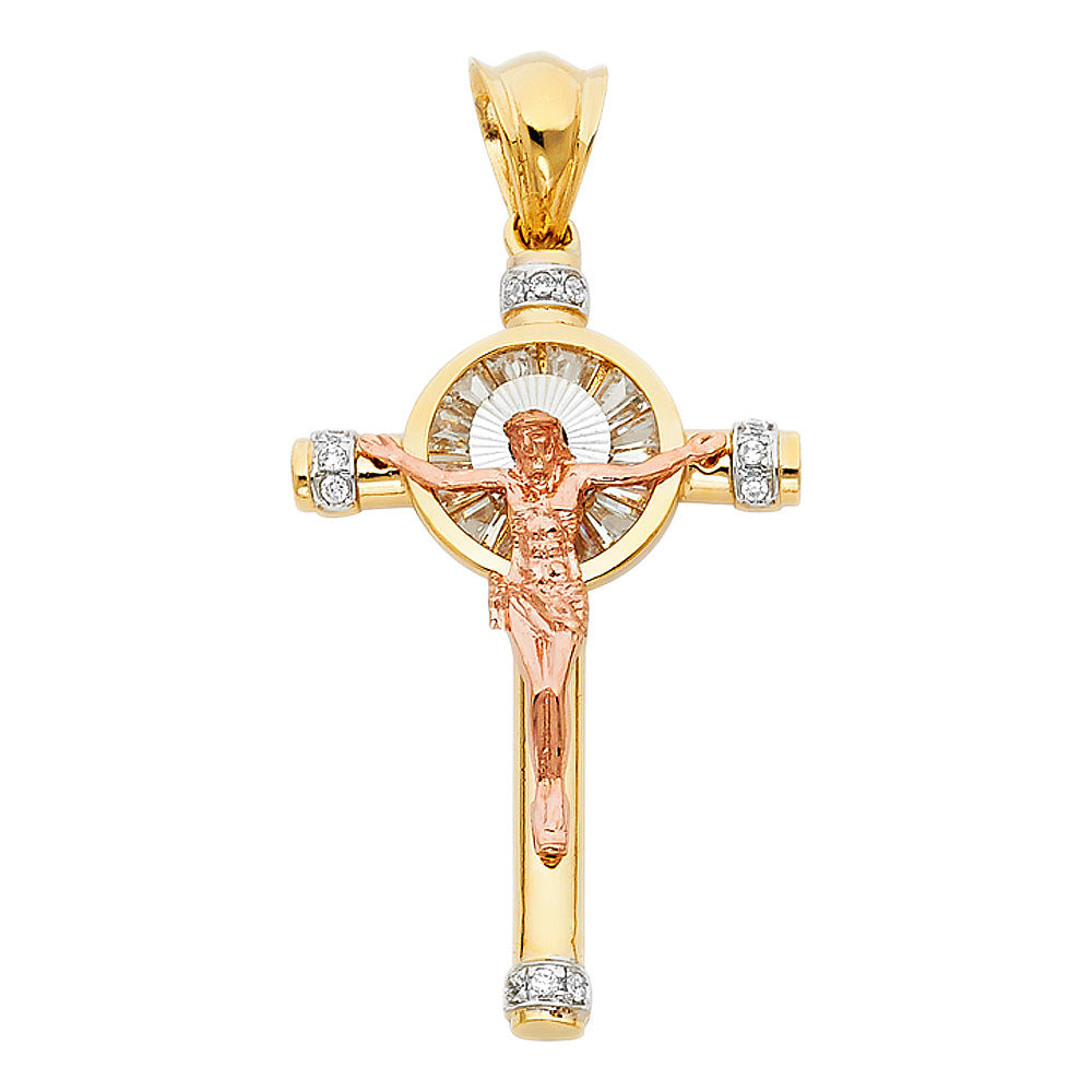14K Yellow Gold Crucifix Cross Pendant - PT941