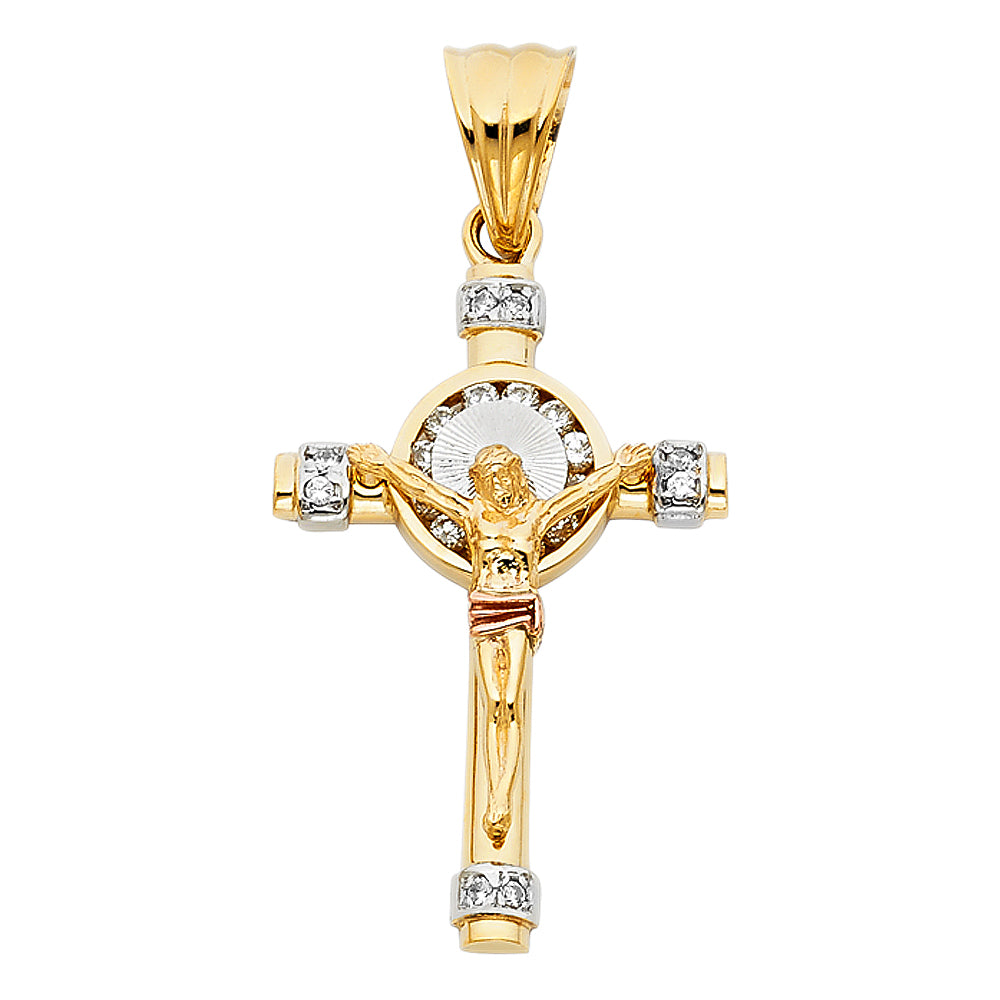 14K Yellow Gold Crucifix Cross Pendant - PT942