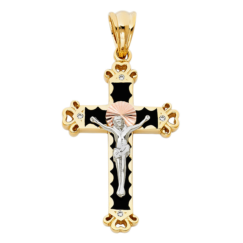 14K Yellow Gold Crucifix Cross Pendant - PT944