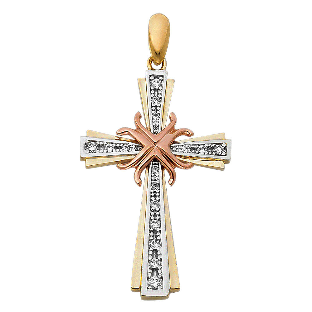 14K Yellow Gold Crucifix Cross Pendant - PT950