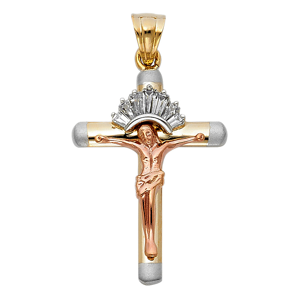 14K Yellow Gold Crucifix Cross Pendant - PT954