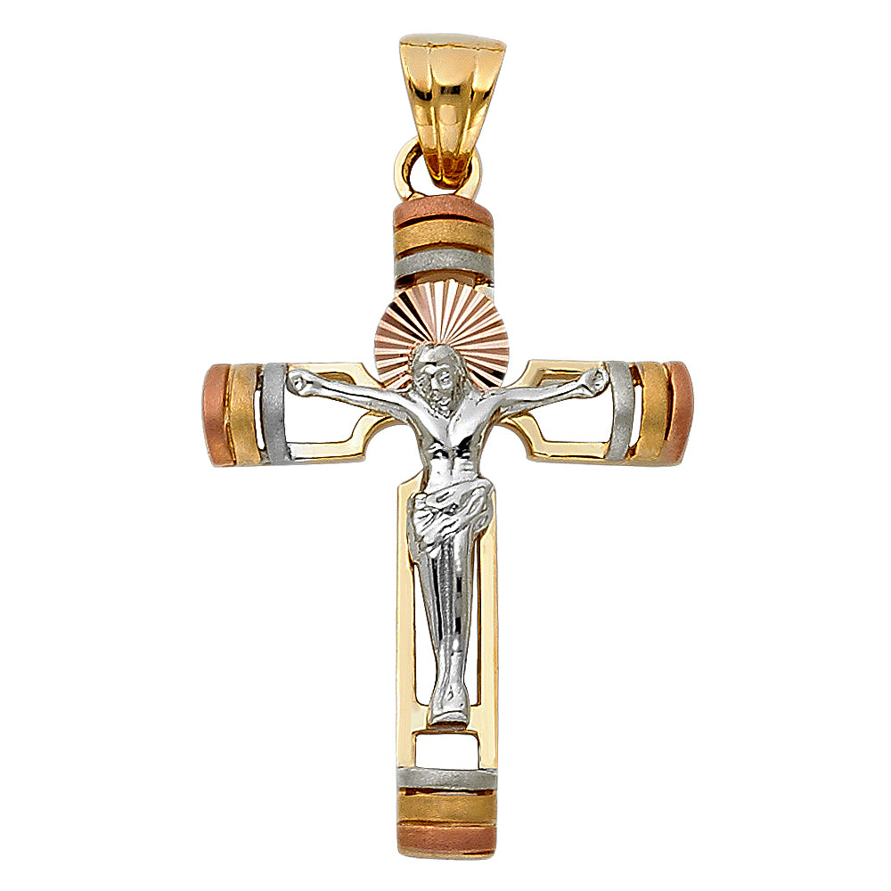 14K Yellow Gold Crucifix Cross Pendant - PT956