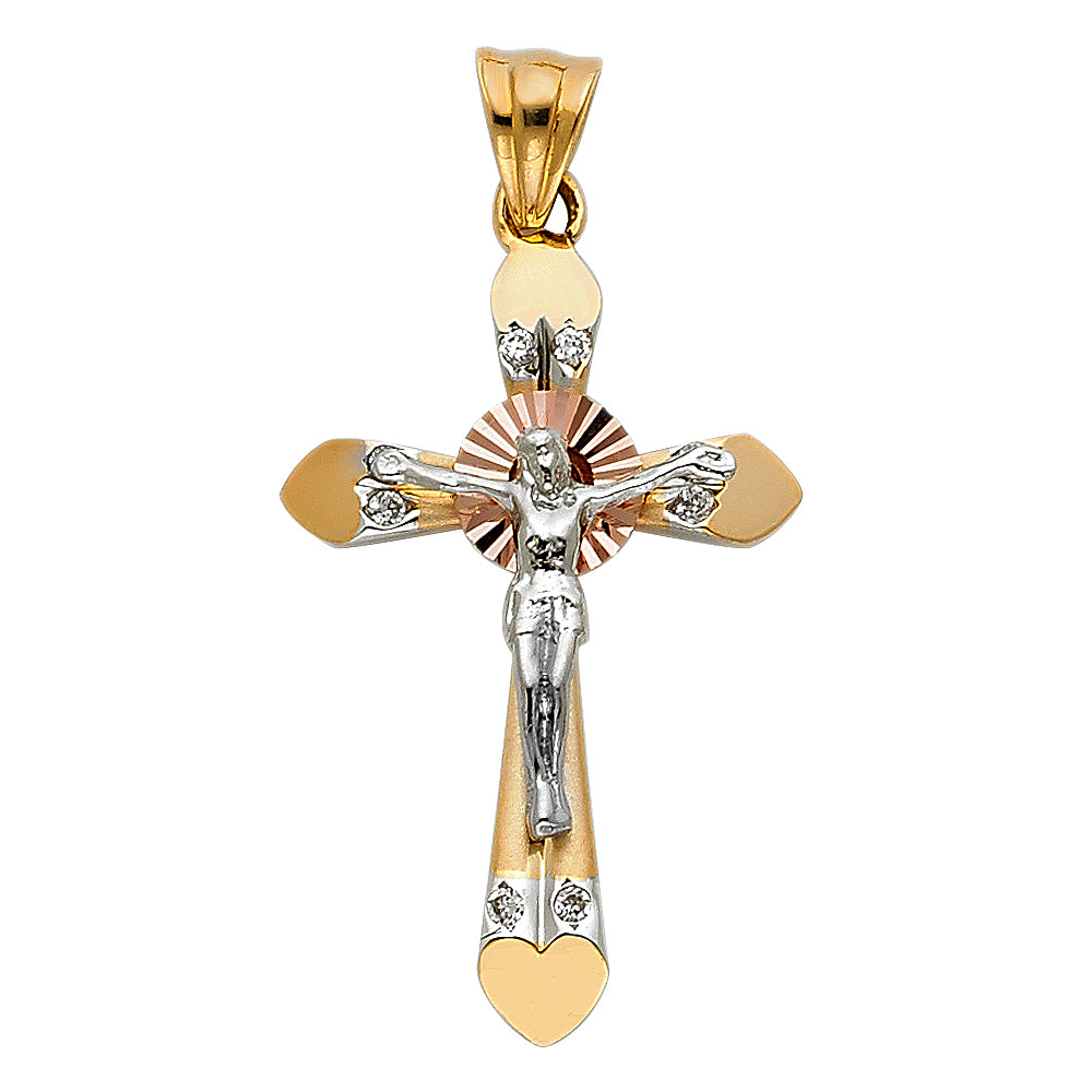 14K Yellow Gold Crucifix Cross Pendant - PT958