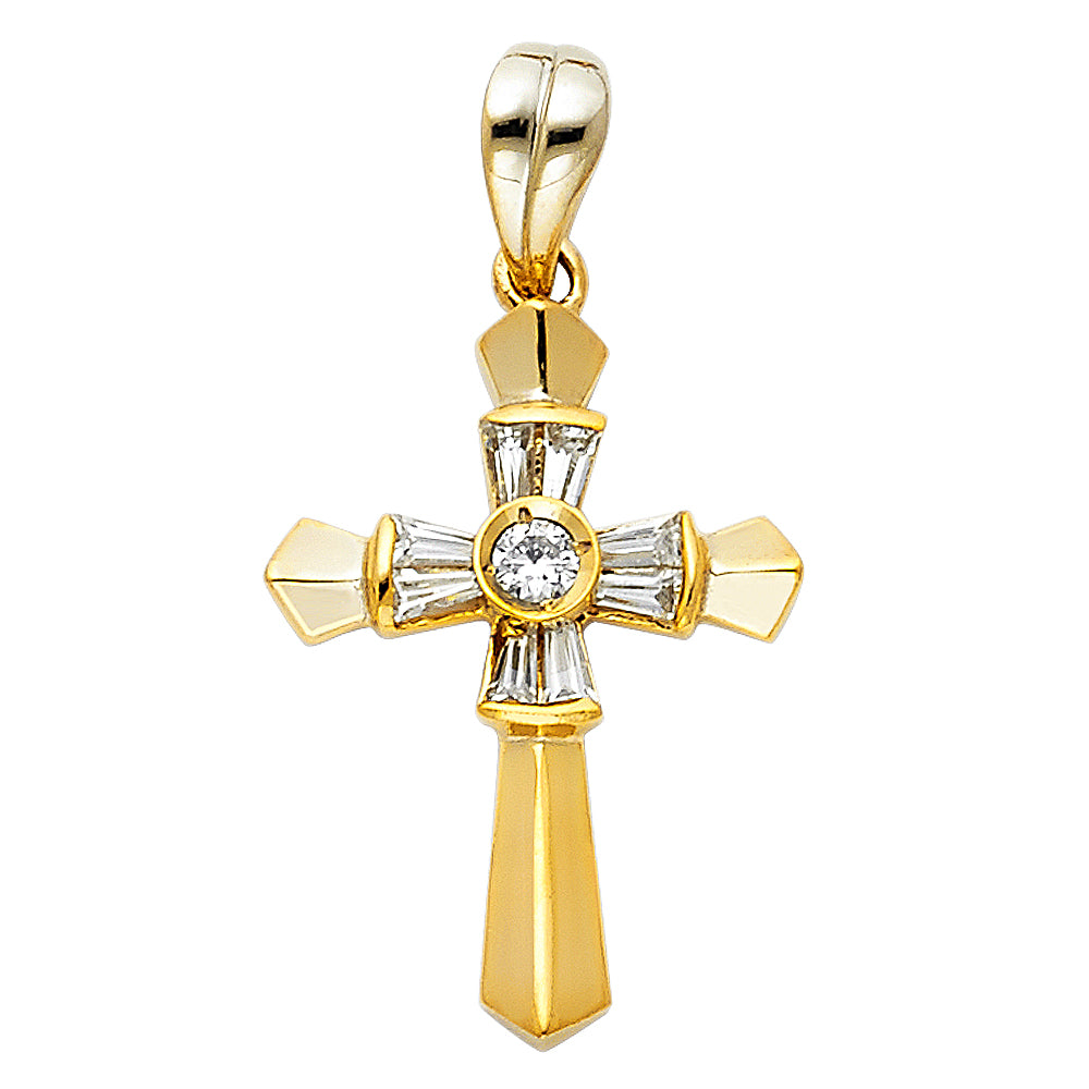 14K Yellow Gold Crucifix Cross Pendant - PT961