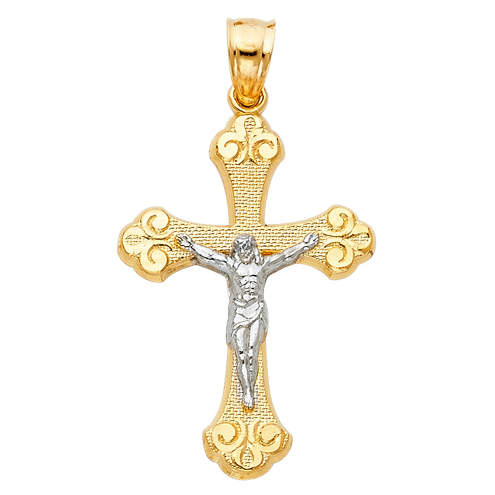 14K Yellow Gold Crucifix Cross Pendant - PT979