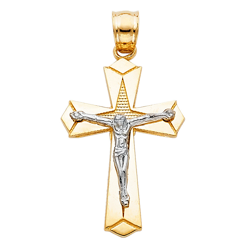 14K Yellow Gold Crucifix Cross Pendant - PT981