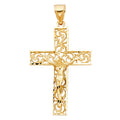 14K Yellow Gold Crucifix Cross Pendant - PT985