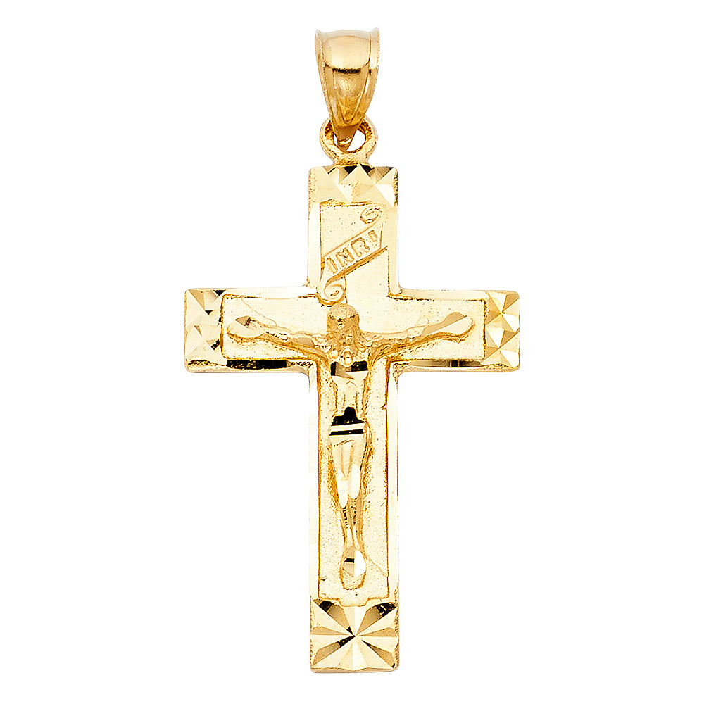14K Yellow Gold Crucifix Cross Pendant - PT988
