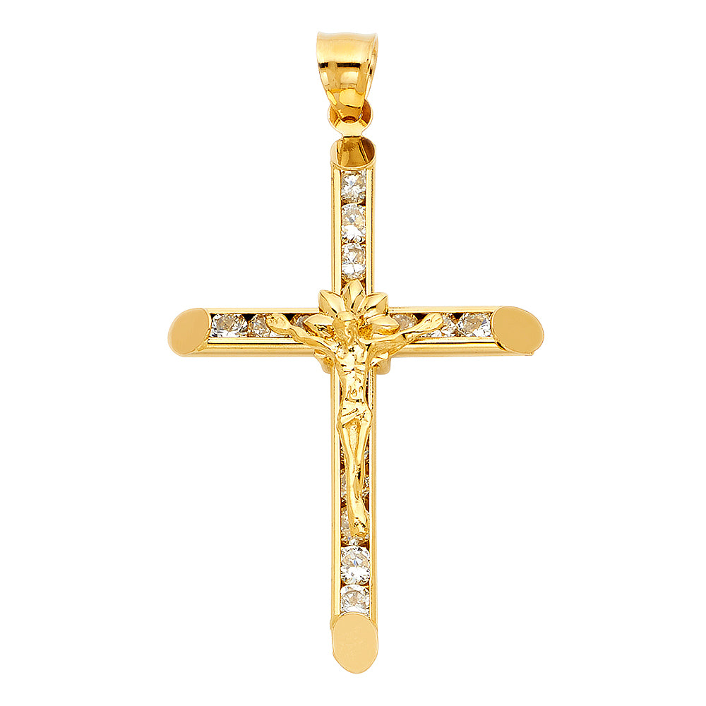 14K Yellow Gold Crucifix Cross Pendant - PT1049