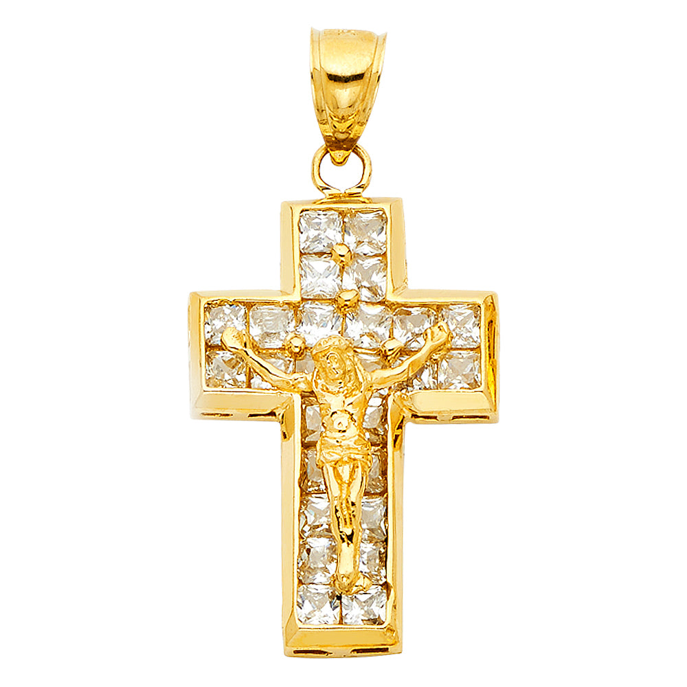 14K Yellow Gold Crucifix Cross Pendant - PT1052