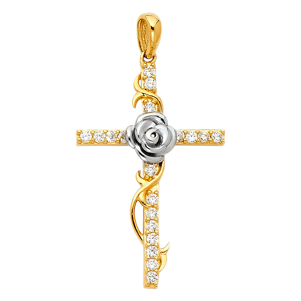 14K Yellow Gold Cross Pendant - PT1056