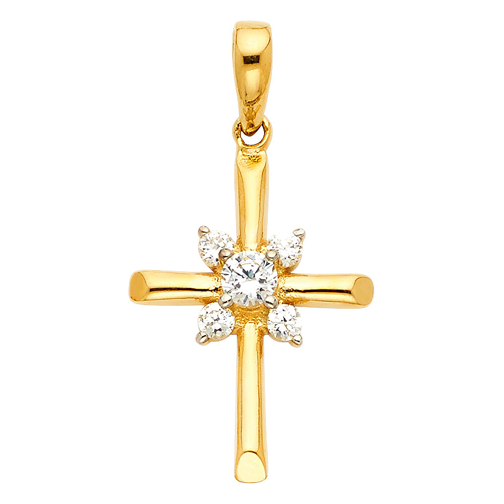 14K Yellow Gold Cross Pendant - PT1057