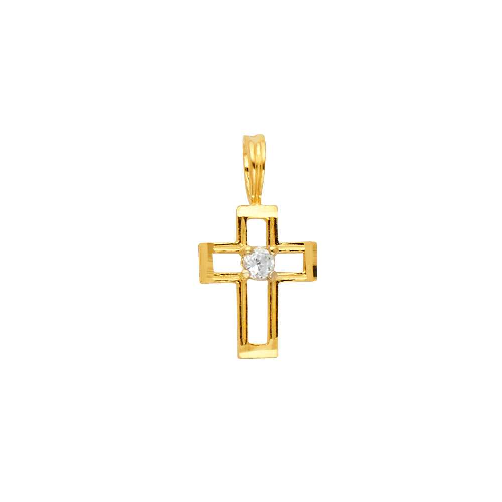 14K Yellow Gold Cross Pendant - PT1067