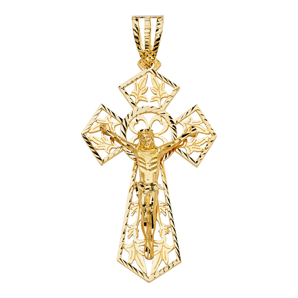 14K Yellow Gold Crucifix Cross Pendant - PT1209